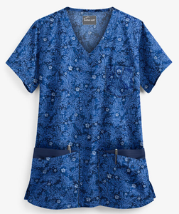 Fun Scrubs Damask Royal rounded neck 5 Pocket