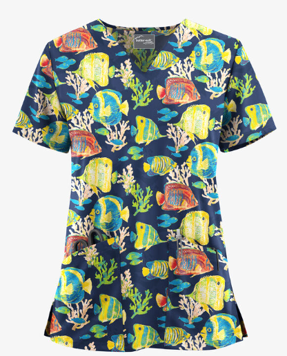 Fun Scrubs Tropical Reef Navy