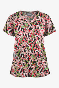 Christmas Scrubs Noel Candy Canes Women's 4-Pocket