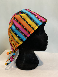 Scrub Hat Rainbow Stripes and Dots