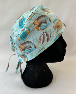 Scrub Hat Light Blue Fish