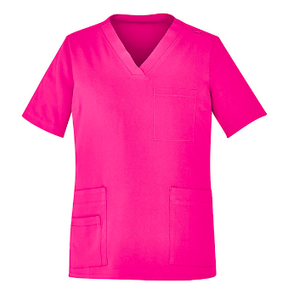 Unisex Pink V-Neck Scrub Top