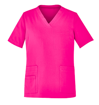 Unisex Pink V-Neck Scrub Top